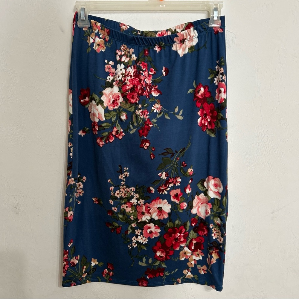 Acting Pro Floral Print Women's Skirt XL Long Pencil Skirt Elastic Waist